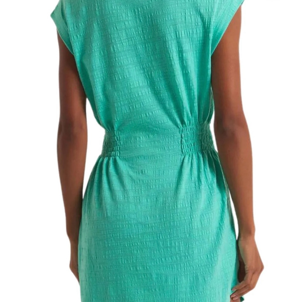 Z Supply Cabana Green Turquoise Mini Dress Ruched Waist XL - Picture 5 of 5